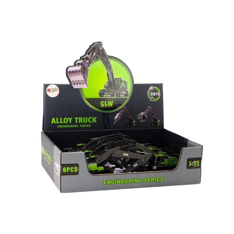 Koparka Gąsienicowa Chwytak Wiertnica Łyżka 1:55 Czarno-Zielona