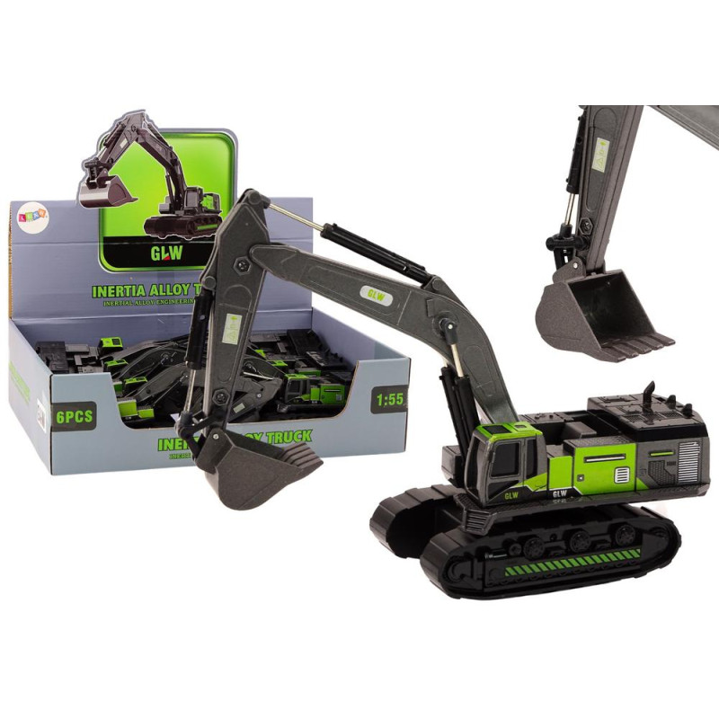 Koparka Gąsienicowa Metalowa Łyżka 1:55 Czarno-Zielona