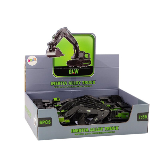 Koparka Gąsienicowa Metalowa Łyżka 1:55 Czarno-Zielona