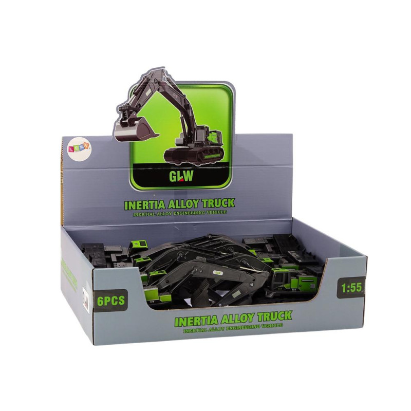 Koparka Gąsienicowa Metalowa Łyżka 1:55 Czarno-Zielona