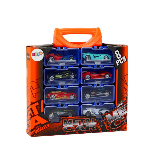 Zestaw Autek Resoraków W Walizce Metalowe 8 Sztuk