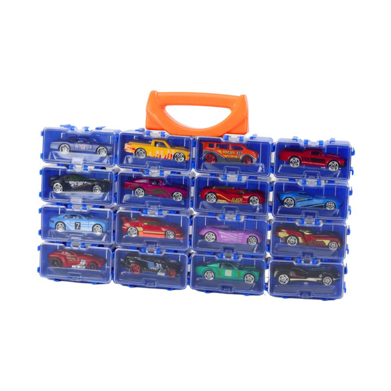 Zestaw Autek Resoraków W Walizce Metalowe 16 Sztuk