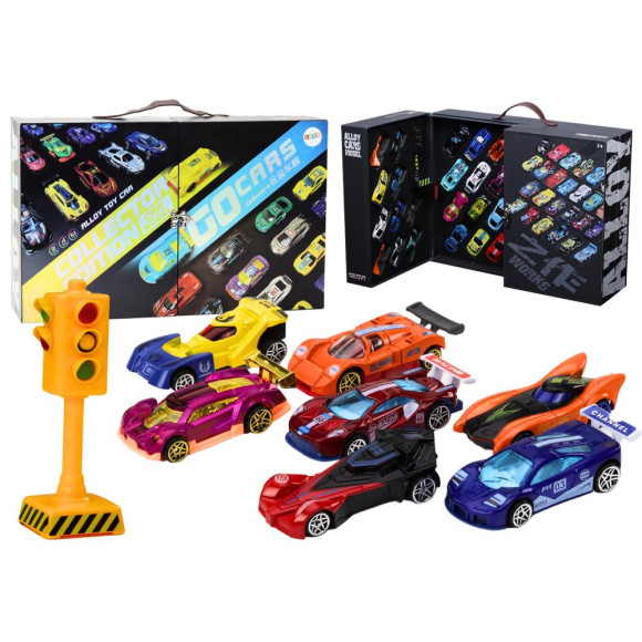 Zestaw Resoraków W Walizce Autka Sportowe Sygnalizacja Droga Zestaw 50 ele.