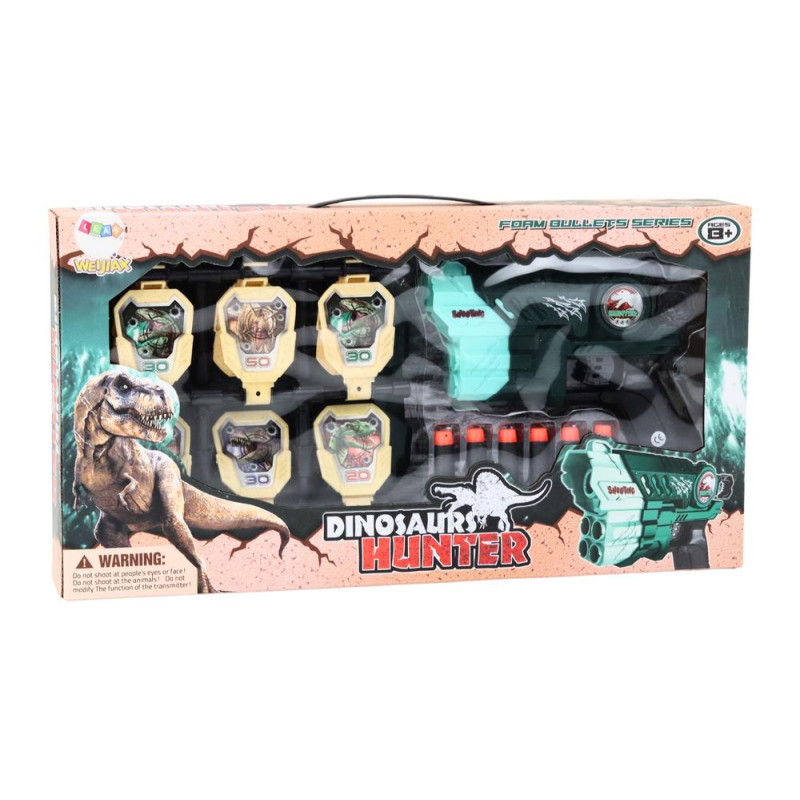 Zestaw Pistolet Z Tarczą Strzałki Piankowe Dinozaury Zielony