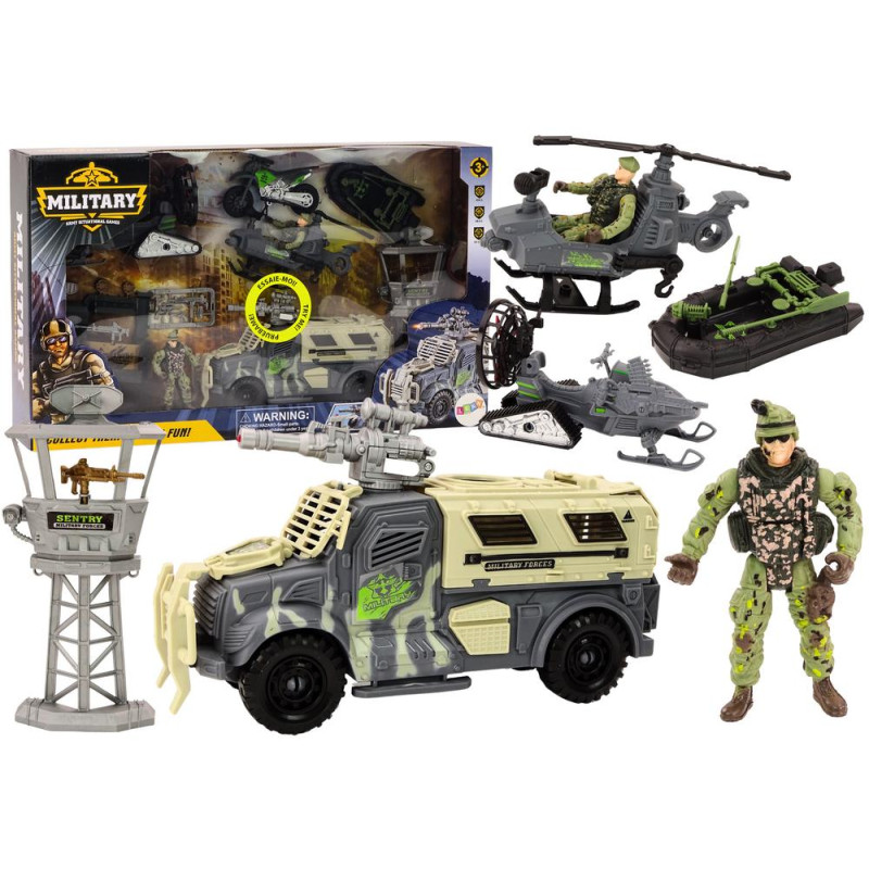 Zestaw Militarny Wojskowy Wóz Bojowy Helikopter Żołnierze Akcesoria Dźwięki