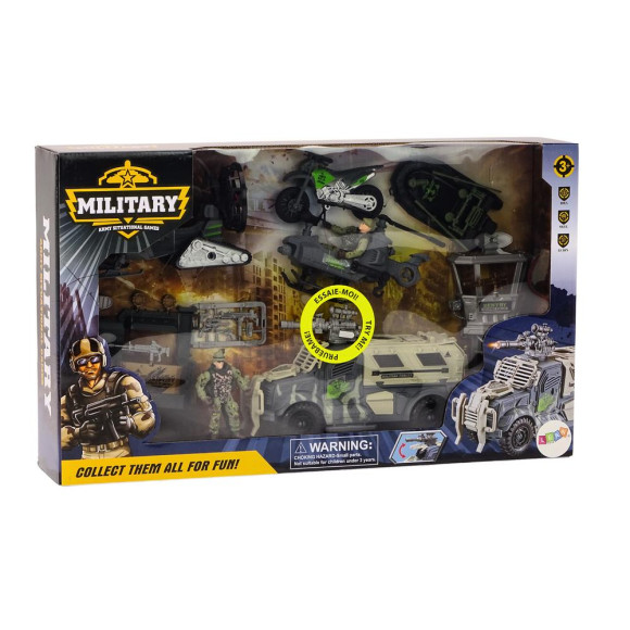 Zestaw Militarny Wojskowy Wóz Bojowy Helikopter Żołnierze Akcesoria Dźwięki