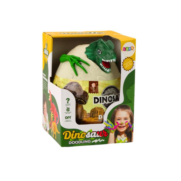 Jajo Z Dinozaurami Do Malowania Farbki Pędzelki  DIY Zielony