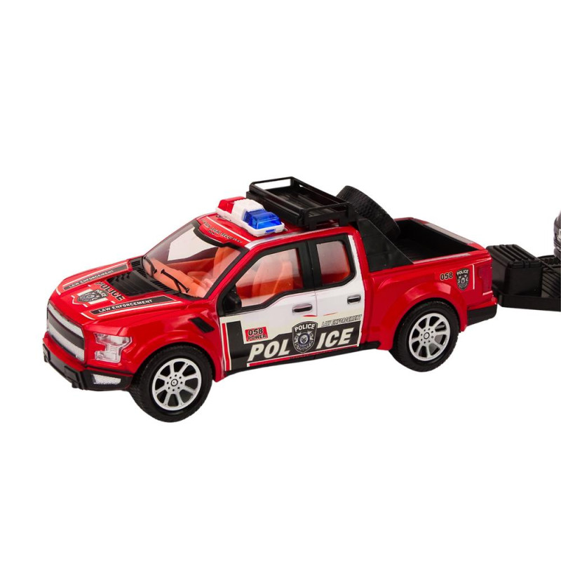 Auto Pickup Policyjne Z Lawetą Naczepą Auto Terenowe Zestaw Policja
