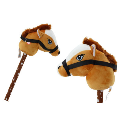Pluszowa Głowa Konia Na Kiju Hobby Horse Koń Krótkowłosy Brązowy Dźwięki