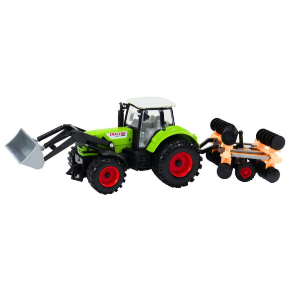 Traktor Rolniczy Koparka Z Broną Talerzową Napęd Zielony Traktor Rolniczy Koparka Z Broną Talerzową Napęd Zielony