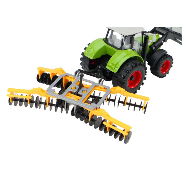 Traktor Rolniczy Koparka Z Broną Talerzową Napęd Zielony Traktor Rolniczy Koparka Z Broną Talerzową Napęd Zielony