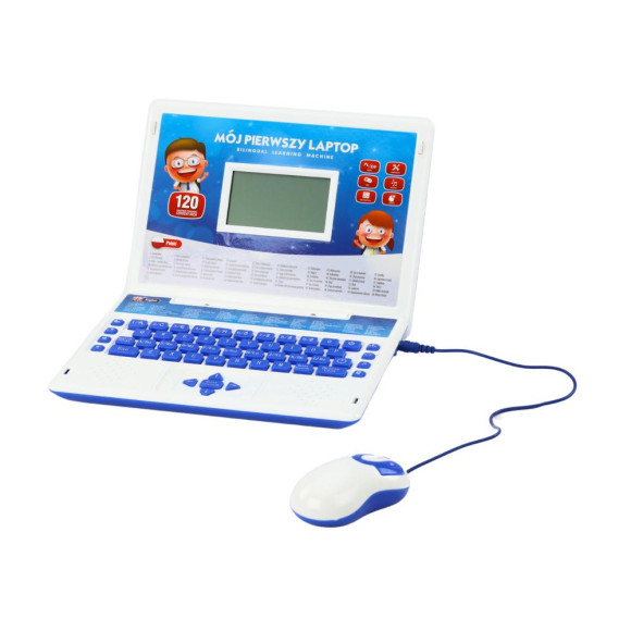 Laptop Edukacyjny Interaktywny 60 Funkcji Dwa Języki Myszka Niebieski