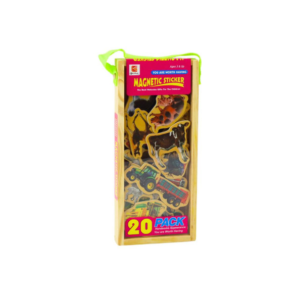 Zestaw Magnesy Drewniane Zwierzęta Domowe Maszyny Rolnicze 20 Sztuk Zestaw Magnesy Drewniane Zwierzęta Domowe Maszyny Rolnicze 20 Sztuk