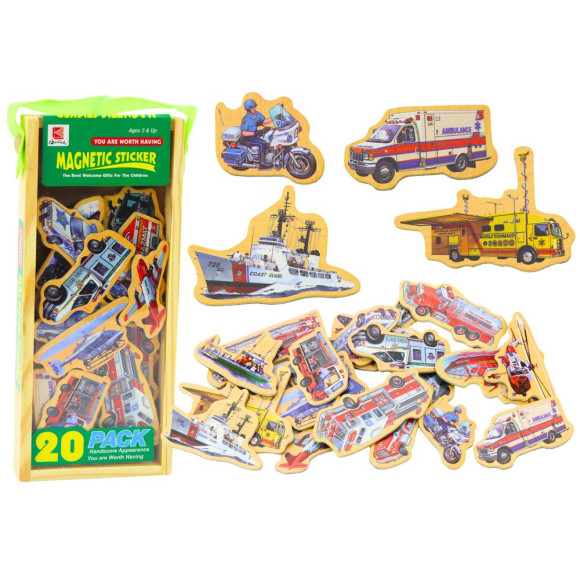 Zestaw Magnesy Drewniane Pojazdy Statki Samoloty 20 Sztuk Zestaw Magnesy Drewniane Pojazdy Statki Samoloty 20 Sztuk