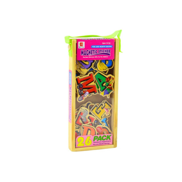 Zestaw Magnesy Drewniane Literki Obrazki 26 Sztuk Zestaw Magnesy Drewniane Literki Obrazki 26 Sztuk