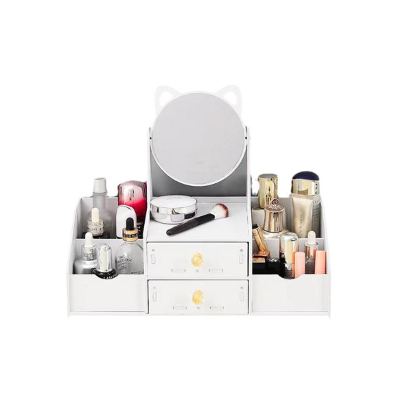 Mała Toaletka Dziecięca Lustro Z Uszami Szufladki Drewniana Biała