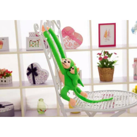 Maskotka Pluszowa Małpka z Dzieckiem Zielona 70 cm Maskotka Pluszowa Małpka z Dzieckiem Zielona 70 cm