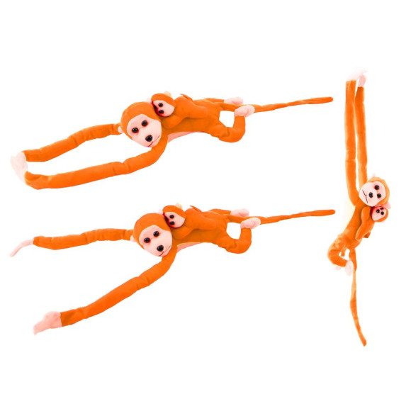 Maskotka Pluszowa Małpka z Dzieckiem Pomarańczowa z Dźwiękiem 70 cm Maskotka Pluszowa Małpka z Dzieckiem Pomarańczowa z Dźwiękiem 70 cm