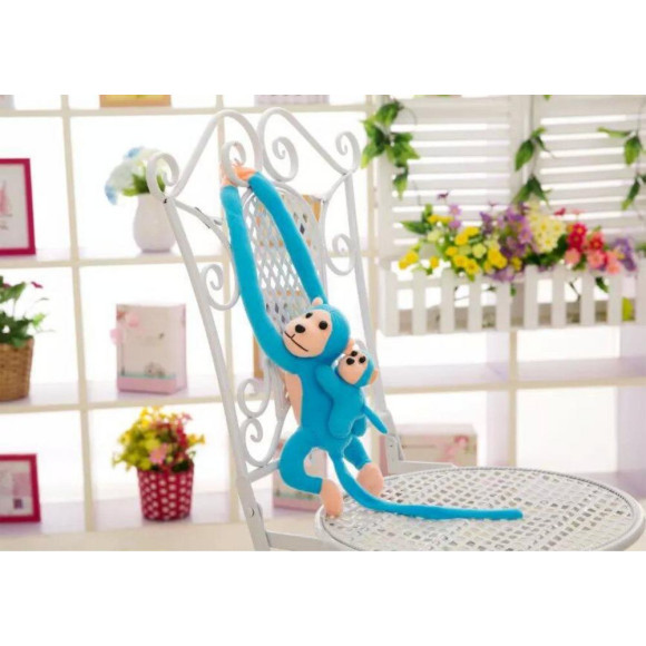 Maskotka Pluszowa Małpka z Dzieckiem Niebieska 90 cm Maskotka Pluszowa Małpka z Dzieckiem Niebieska 90 cm