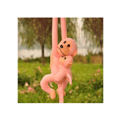 Maskotka Pluszowa Małpka z Dzieckiem Różowa 90 cm