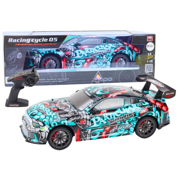 Duże Auto Sportowe Zdalnie Sterowane RC 1:8 Światła Dźwięki Graffiti Duże Auto Sportowe Zdalnie Sterowane RC 1:8 Światła Dźwięki Graffiti