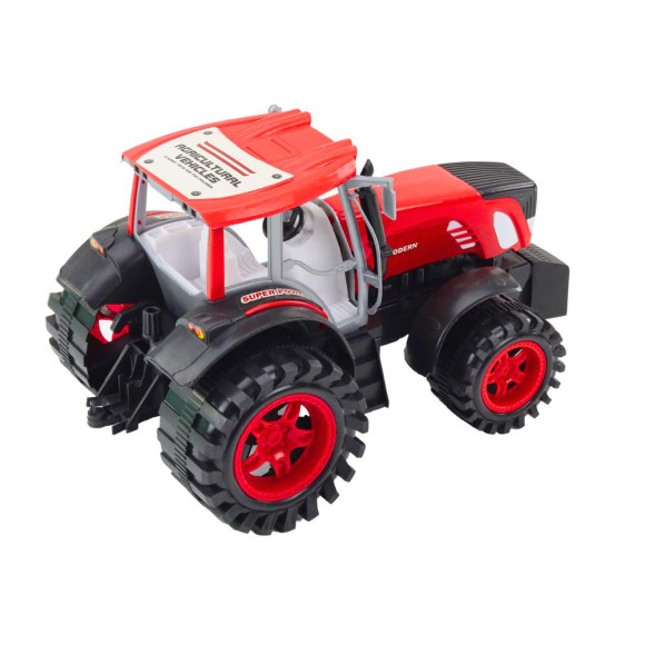 Duży Traktor Rolniczy Z Przyczepą I Balami Siana Napęd Czerwony Duży Traktor Rolniczy Z Przyczepą I Balami Siana Napęd Czerwony