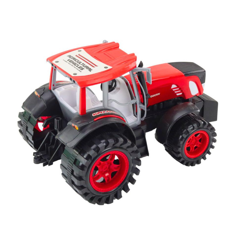 Duży Traktor Rolniczy Z Przyczepą I Balami Siana Napęd Czerwony