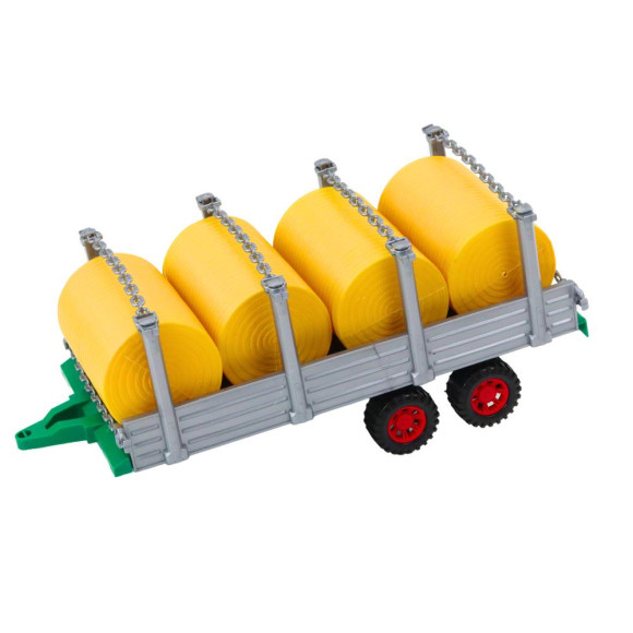Duży Traktor Rolniczy Z Przyczepą I Balami Siana Napęd Czerwony Duży Traktor Rolniczy Z Przyczepą I Balami Siana Napęd Czerwony