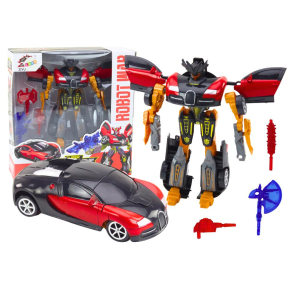 Robot Auto 2w1 Transformacja Akcesoria Broń Czerwony Robot Auto 2w1 Transformacja Akcesoria Broń Czerwony