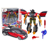 Robot Auto 2w1 Transformacja Akcesoria Broń Czerwony