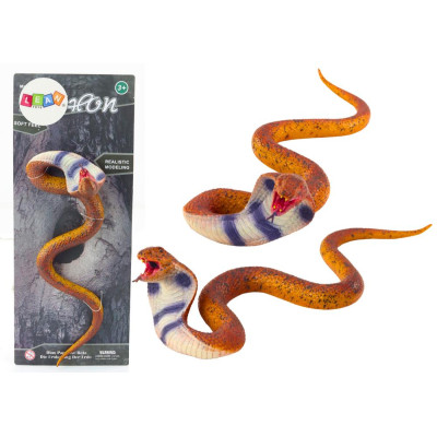 Figurka Wąż Cobra Realistyczny Guma Termoplastyczna Brązowy