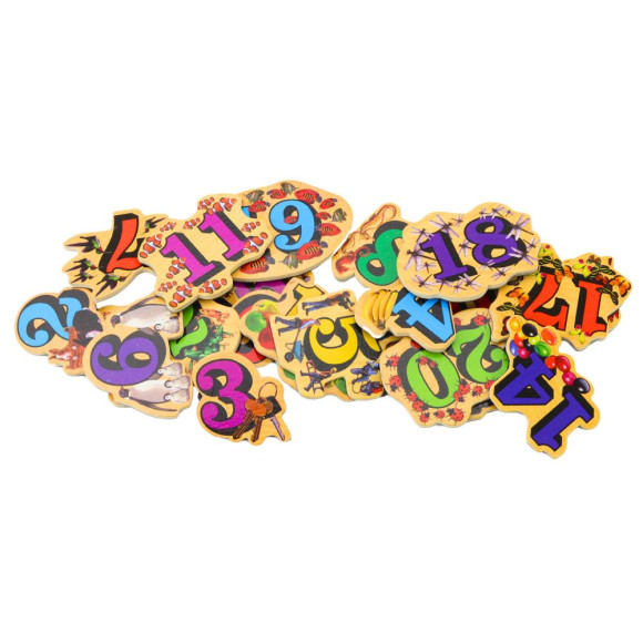 Zestaw Magnesy Drewniane Cyfry Obrazki 20 Sztuk Zestaw Magnesy Drewniane Cyfry Obrazki 20 Sztuk