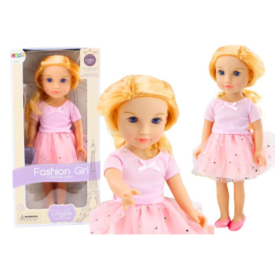 Lalka W Sukience Z Tiulem Różowa Blond Włosy 18'