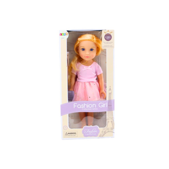 Lalka W Sukience Z Tiulem Różowa Blond Włosy 18' Lalka W Sukience Z Tiulem Różowa Blond Włosy 18'