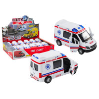 Ambulans Karetka 1:32 Otwierane Drzwi Światła Dźwięki Napęd Biała