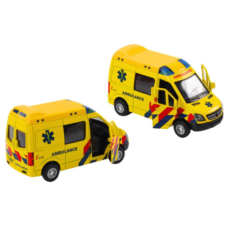 Ambulans Karetka 1:32 Otwierane Drzwi Światła Dźwięki Napęd Żółt