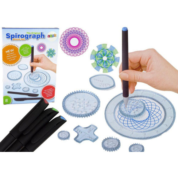 Zestaw Geometryczny Spirograf Kółka Pisaki Modelina 28 El Zestaw Geometryczny Spirograf Kółka Pisaki Modelina 28 El