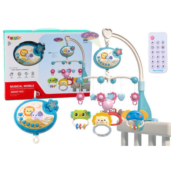 Karuzela Do Łóżeczka Projektor Pozytywka Lampka 400 Kołysanek Niebieska