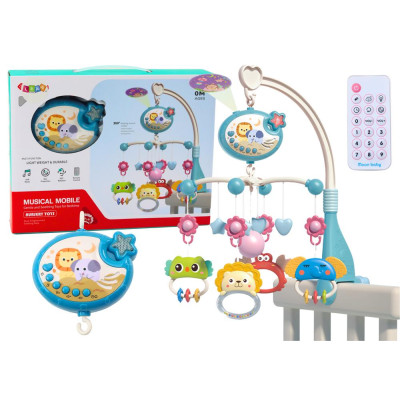 Karuzela Do Łóżeczka Projektor Pozytywka Lampka 400 Kołysanek Niebieska