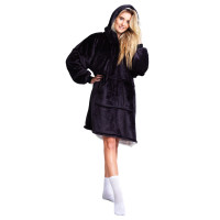 Bluza koc Oversize Czarny Cozy Noxxiez CH355					