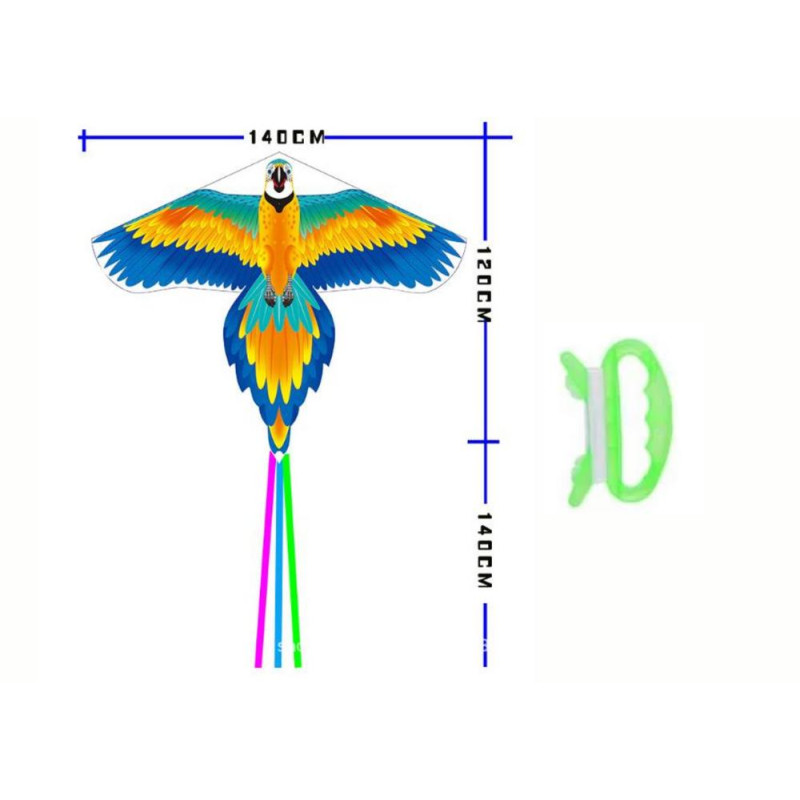 Duży Latawiec Ptak Długi Ogon Wstążki Kolorowy Papuga 250cm x 140cm