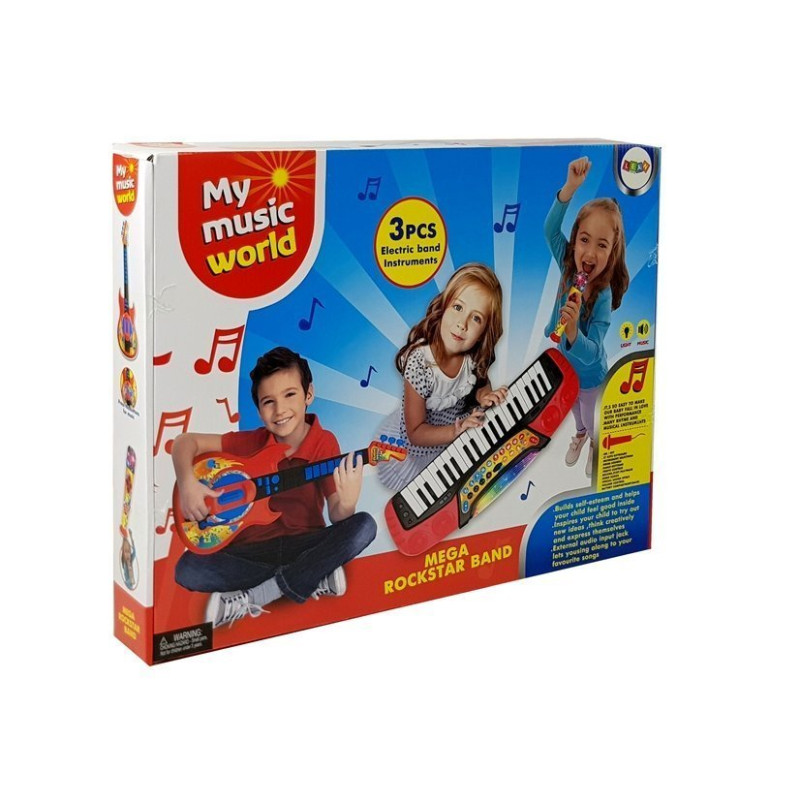 Zestaw Muzyczny 3 w 1 Gitara Keyboard Mikrofon