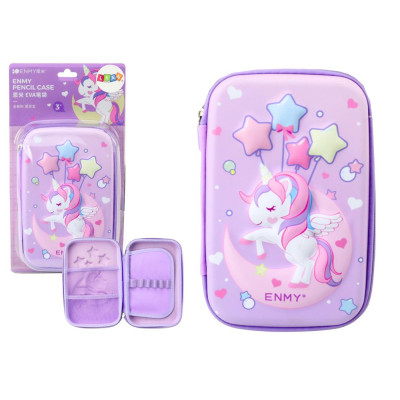 Duży Piórnik 3D Jednorożec Rozkładany Fioletowy 23x15x5 cm