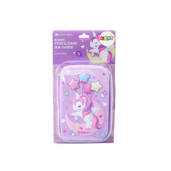 Duży Piórnik 3D Jednorożec Rozkładany Fioletowy 23x15x5 cm