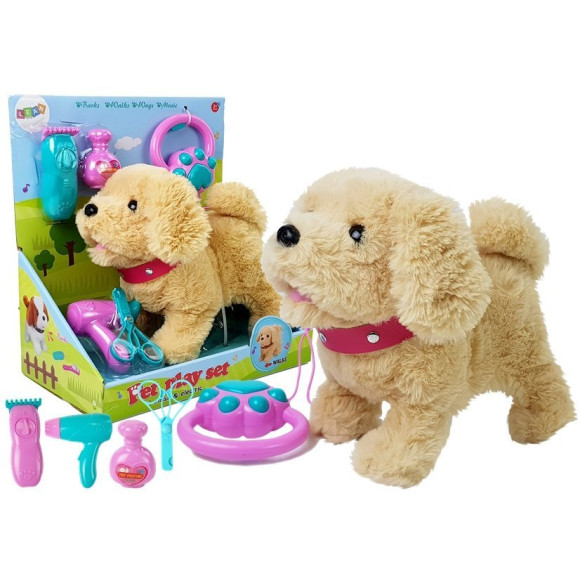 Pluszowy Piesek na Smyczy na Baterie Kremowy Akcesoria Pluszowy Piesek na Smyczy na Baterie Kremowy Akcesoria