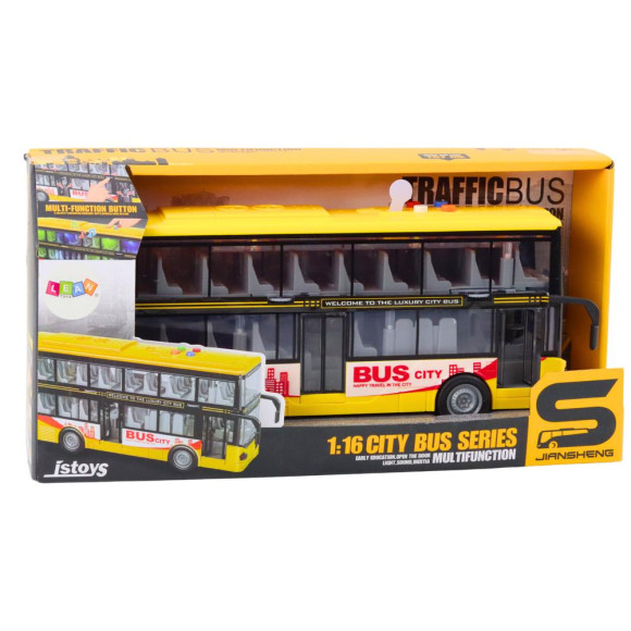 Autobus Piętrowy 1:16 Światła Dźwięki Napęd Żółty Autobus Piętrowy 1:16 Światła Dźwięki Napęd Żółty