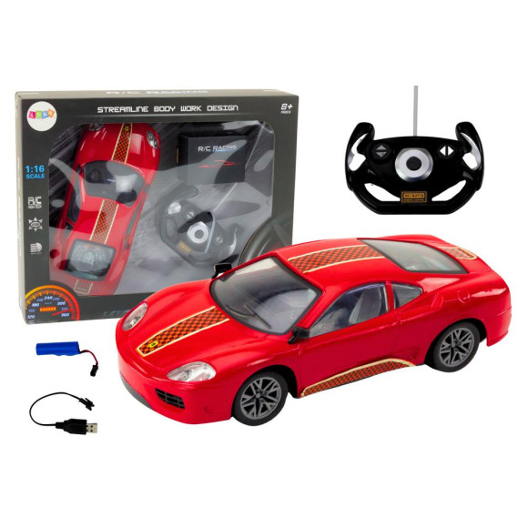 Auto Sportowe Zdalnie Sterowane Na Pilota 1:16 R/C Czerwone Auto Sportowe Zdalnie Sterowane Na Pilota 1:16 R/C Czerwone