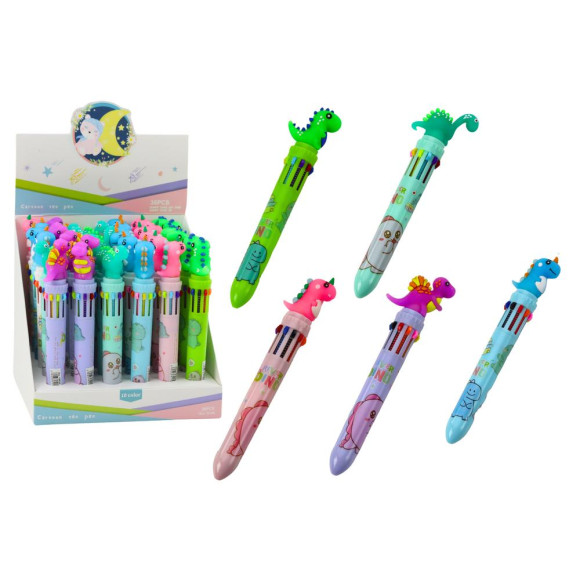 Długopis Wielokolorowy Dinozaur Automatyczny 10 Kolorów Mix
