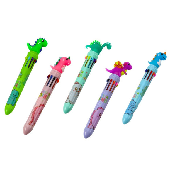 Długopis Wielokolorowy Dinozaur Automatyczny 10 Kolorów Mix