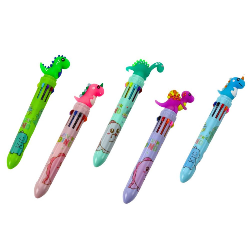 Długopis Wielokolorowy Dinozaur Automatyczny 10 Kolorów Mix